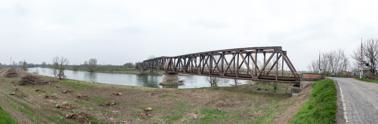 Railway Bridge over the Oglio River - Piadena, Cremona, Italy - March 24, 2015