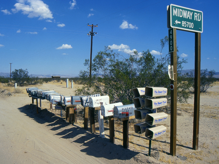 Mailboxes - Somewhere between Joshua Tree and Las Vegas, Southern California, USA - August 1995