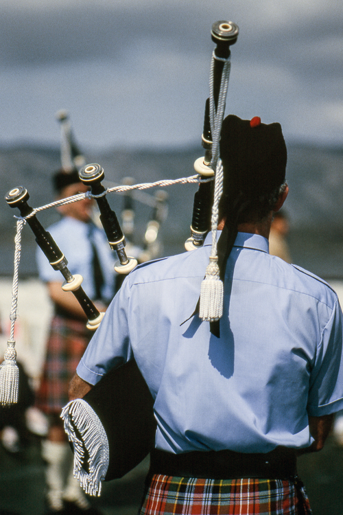 Bagpipers - Lerwick, Shetland Islands, Scotland, UK - June 4, 1989