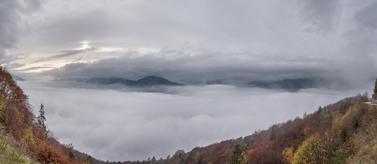 Cavedine Valley covered by clouds - Vezzano, Trento, Italy - November 1, 2019